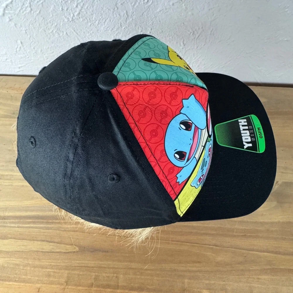 NWT Pokemon Bioworld Youth Snapback Hat Pikachu Charmander Squirtle Bulbasaur